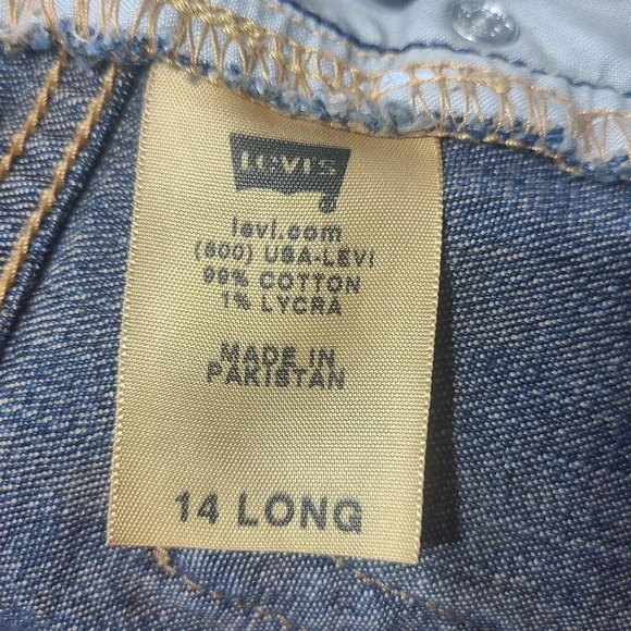 Levi's 550 Relaxed Fit Bootcut Denim Jeans Size 14 Long Blue Pockets Flaw - Picture 5 of 5